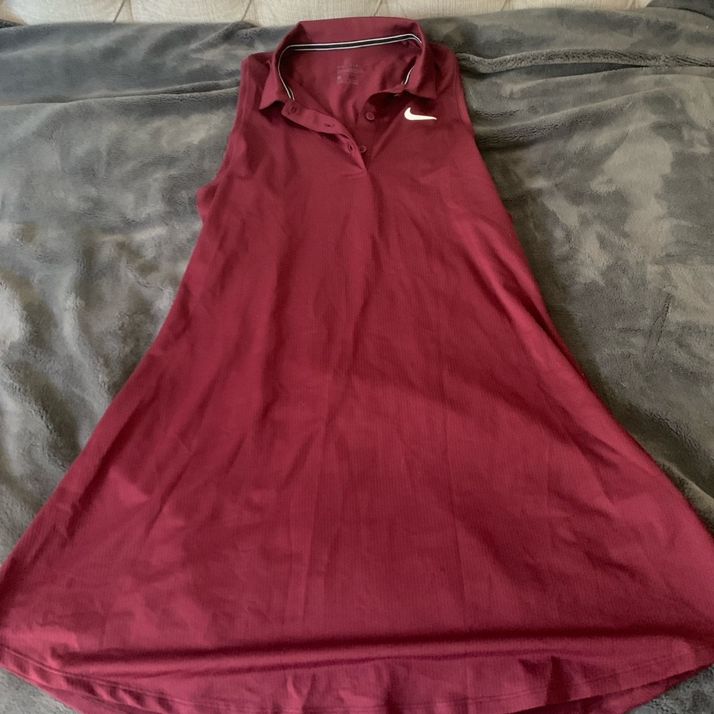 Nike Maroon Sleeveless Polo Dress